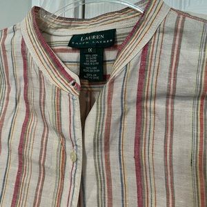 A Lauren by Ralph Lauren Long Sleeved 100% Linen Button Up Shirt Size 1X